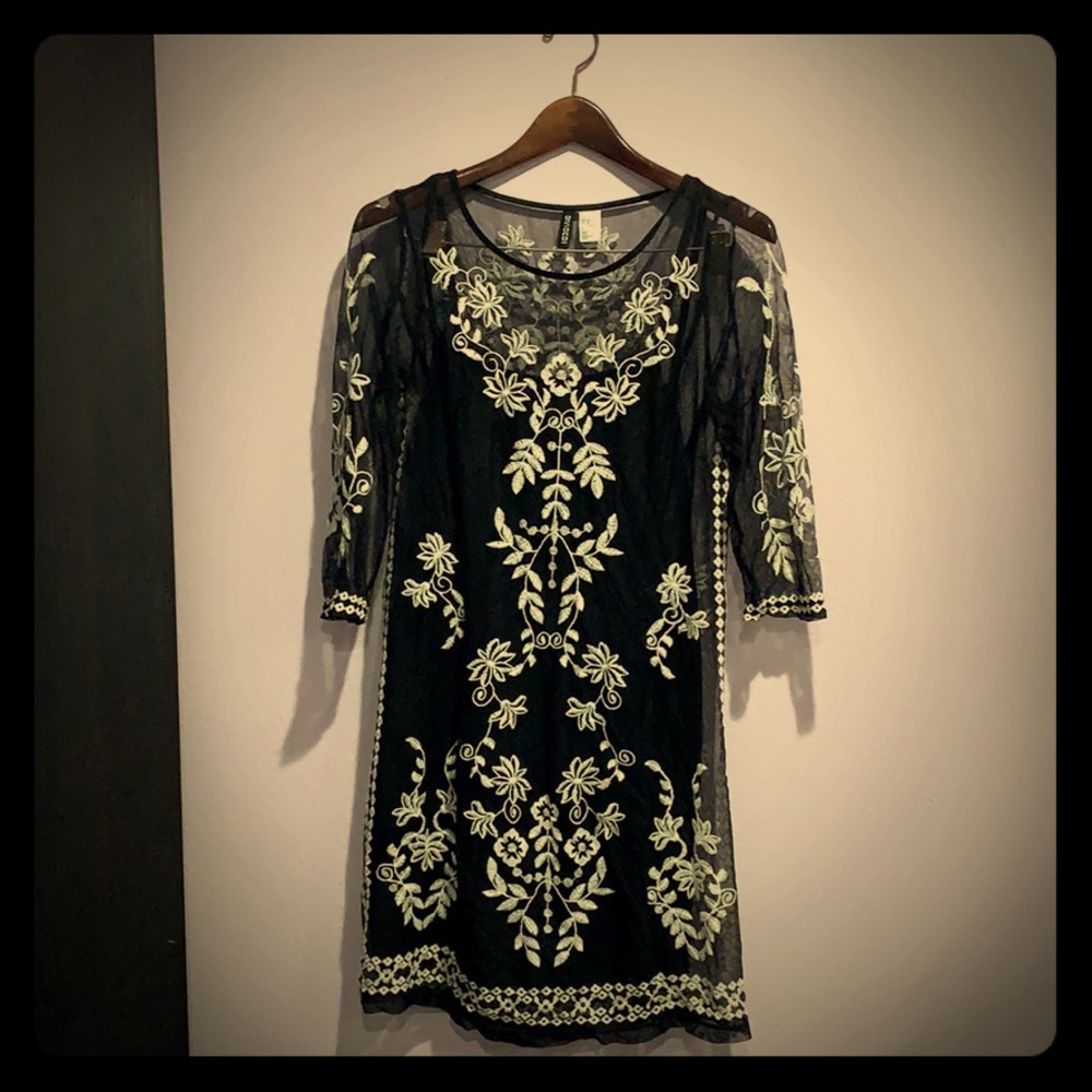 H&M black embroidered dress
